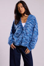 Retro Deep V-Neck Maillard Plush Long-Sleeve Knit Cardigan