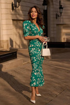 Fitted Floral Puff Sleeve Dress