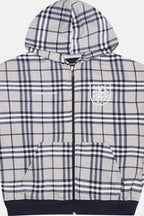 Plaid Printed Zip Y2K Hoodie