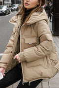 Cropped Insulated Cargo Puffer Jacket