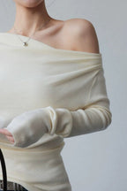 Off Shoulder Fitted Knit Top