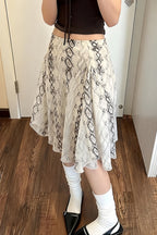 Snake Print Irregular A Line Skirt