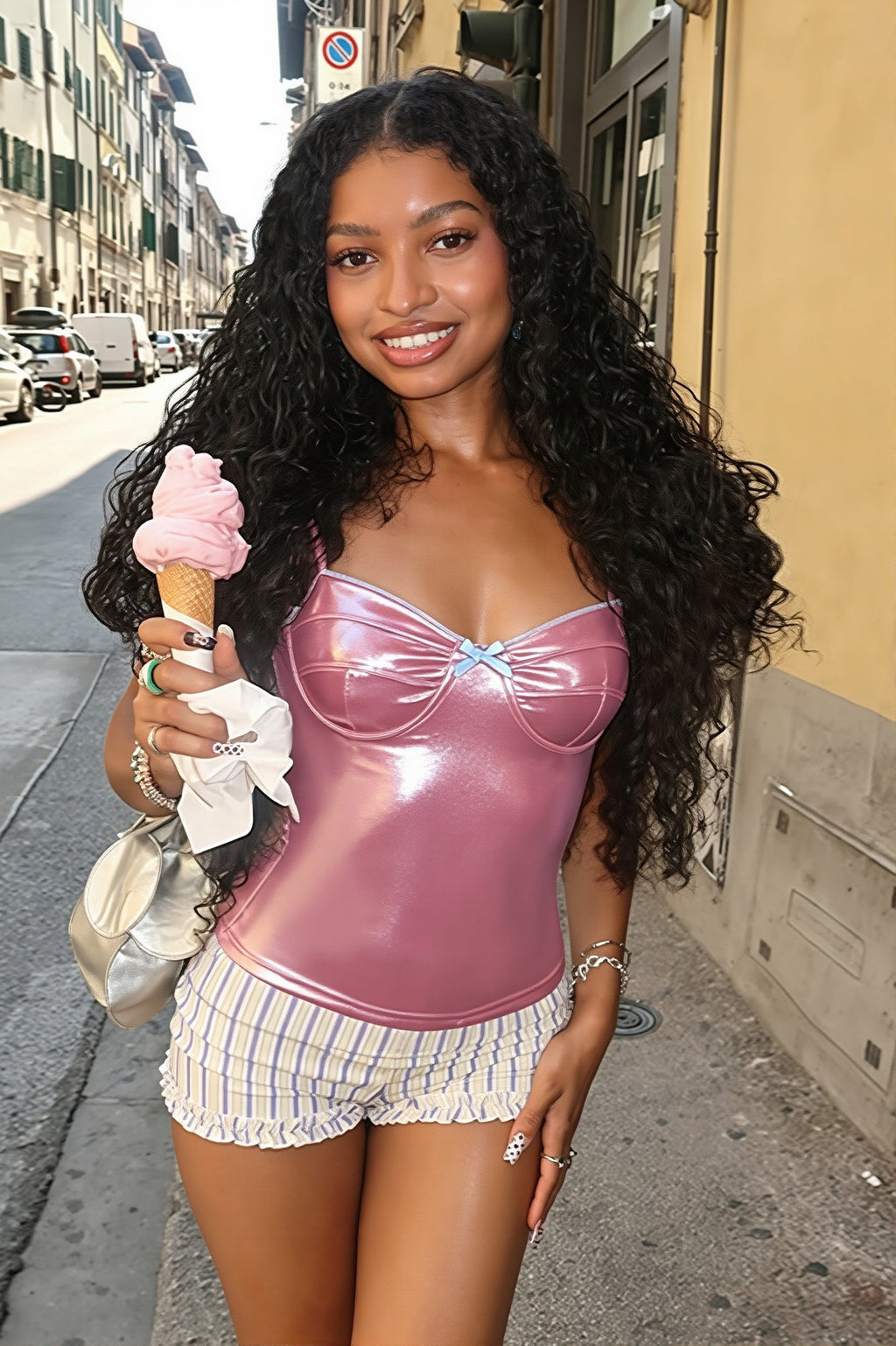 Shiny Satin Spaghetti Strap Slim Fit Cami Top