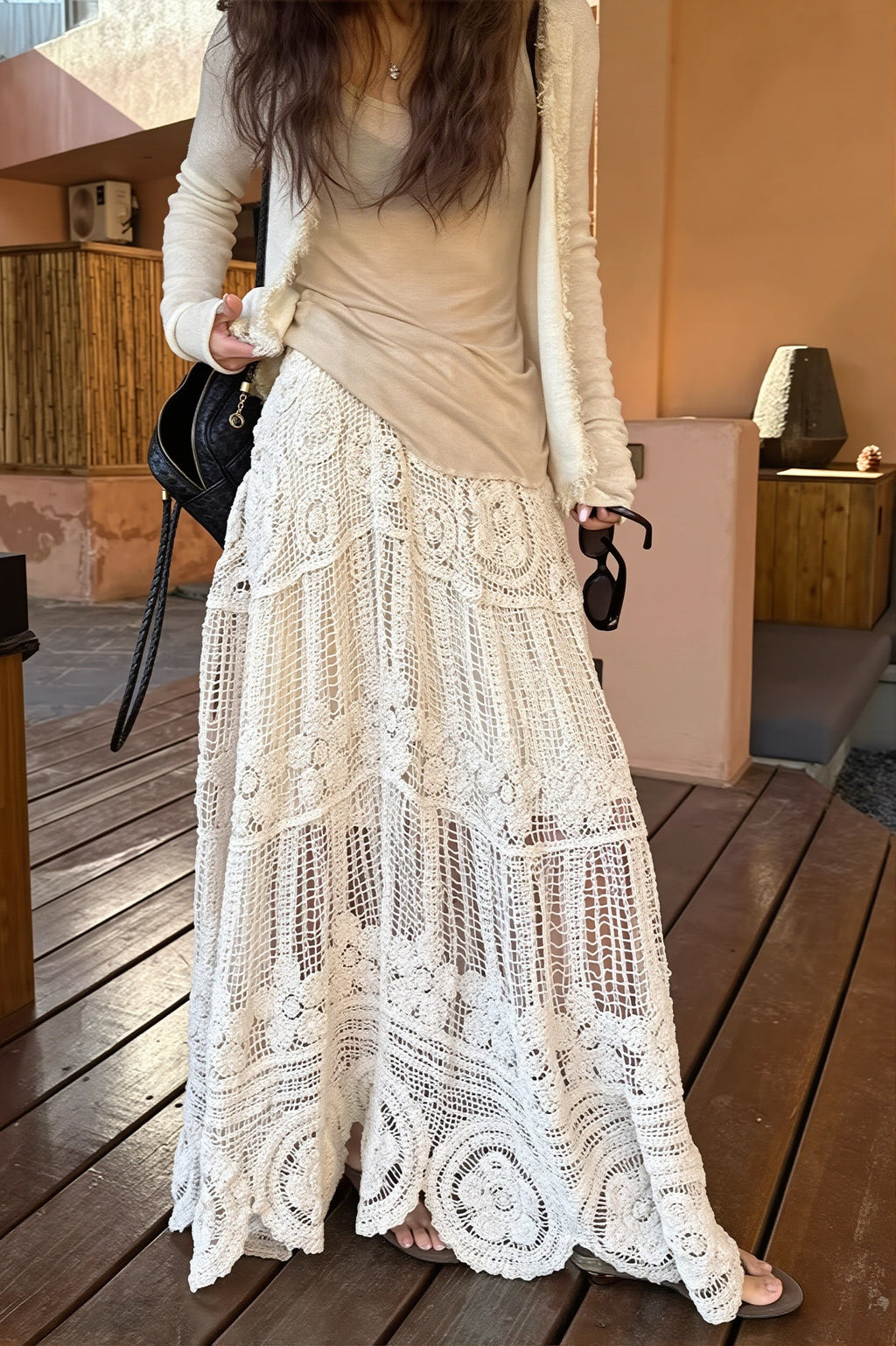 High Waist A Line Drape Skirt