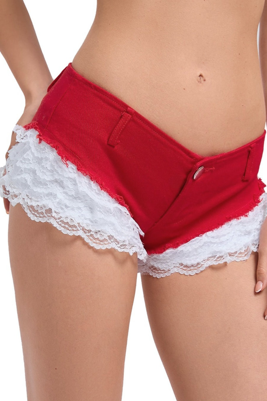 Layered Lace Patchwork Denim Shorts