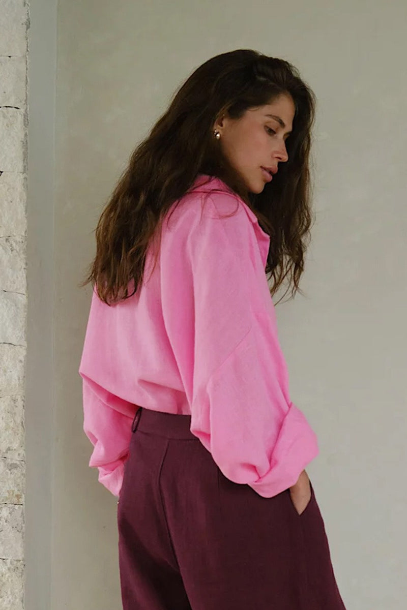 Solid Loose Casual Commuter Blouse