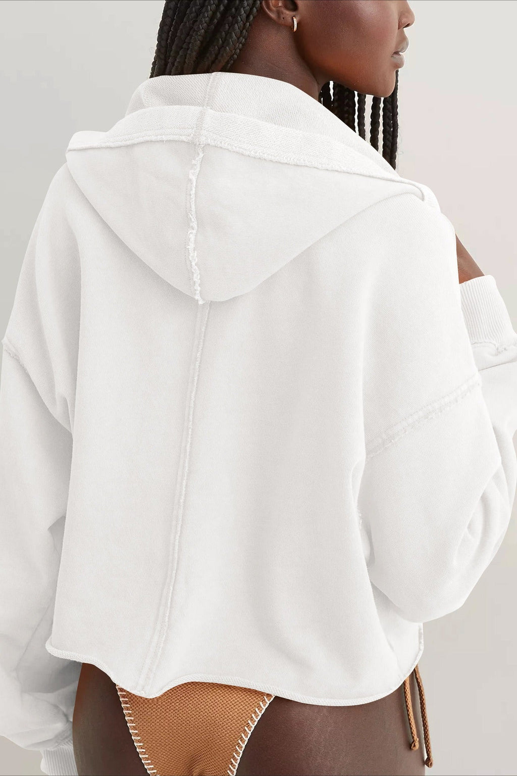 Relaxed Solid V-Neck Hoodie