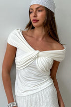Elegant Off Shoulder Twist Blouse