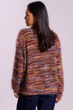 Retro Deep V-Neck Maillard Plush Long-Sleeve Knit Cardigan