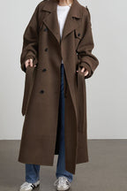Solid Color Longline Elegant Long Sleeve Overcoat