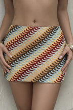 Rainbow Wave Ribbed Bodycon Skirt