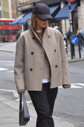 Brown Woolen Double Breasted Jacket