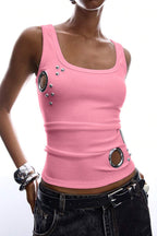 Eyelet Slim Street Style Tank Top