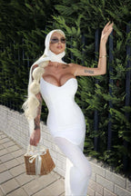 Draped Tie Mesh Patch Tube Prom Dress