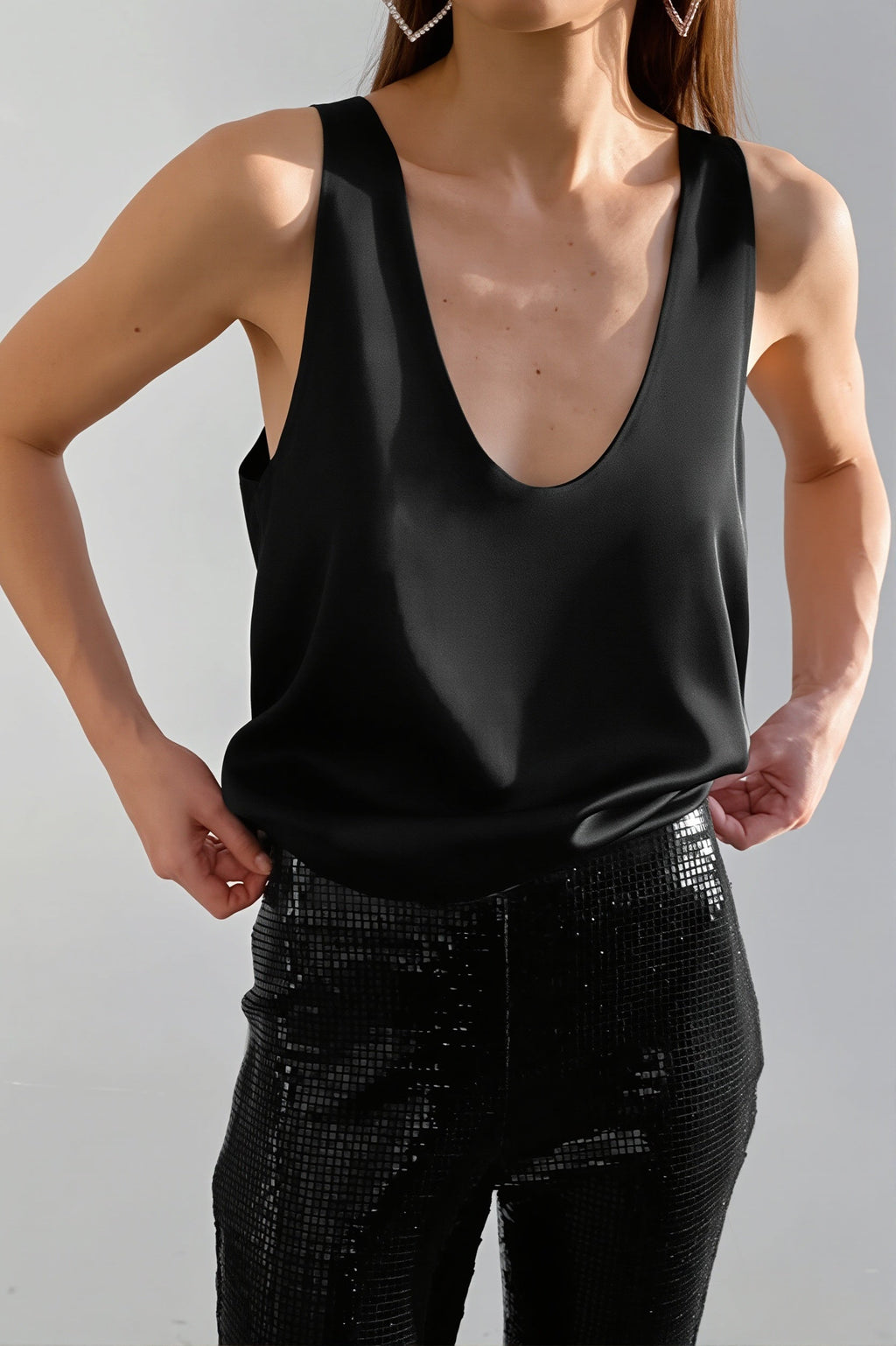 Ice Silk Deep V Layering Cami Top