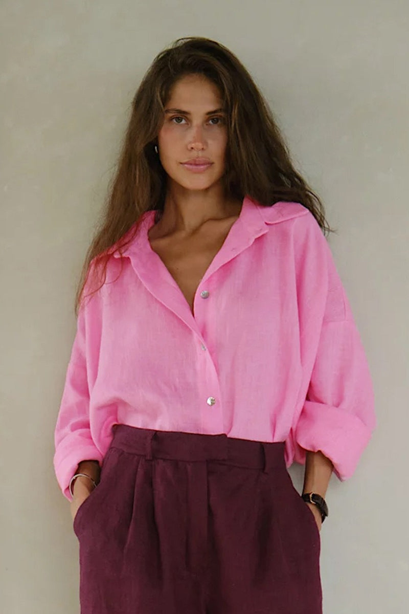 Solid Loose Casual Commuter Blouse