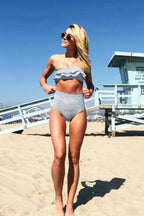 Slimming Striped Bikini Two Piece Swim Set