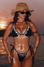 Print Tie Front Bikini Two Piece Sets