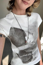 Bear Print Slim Cropped Cotton T-Shirt