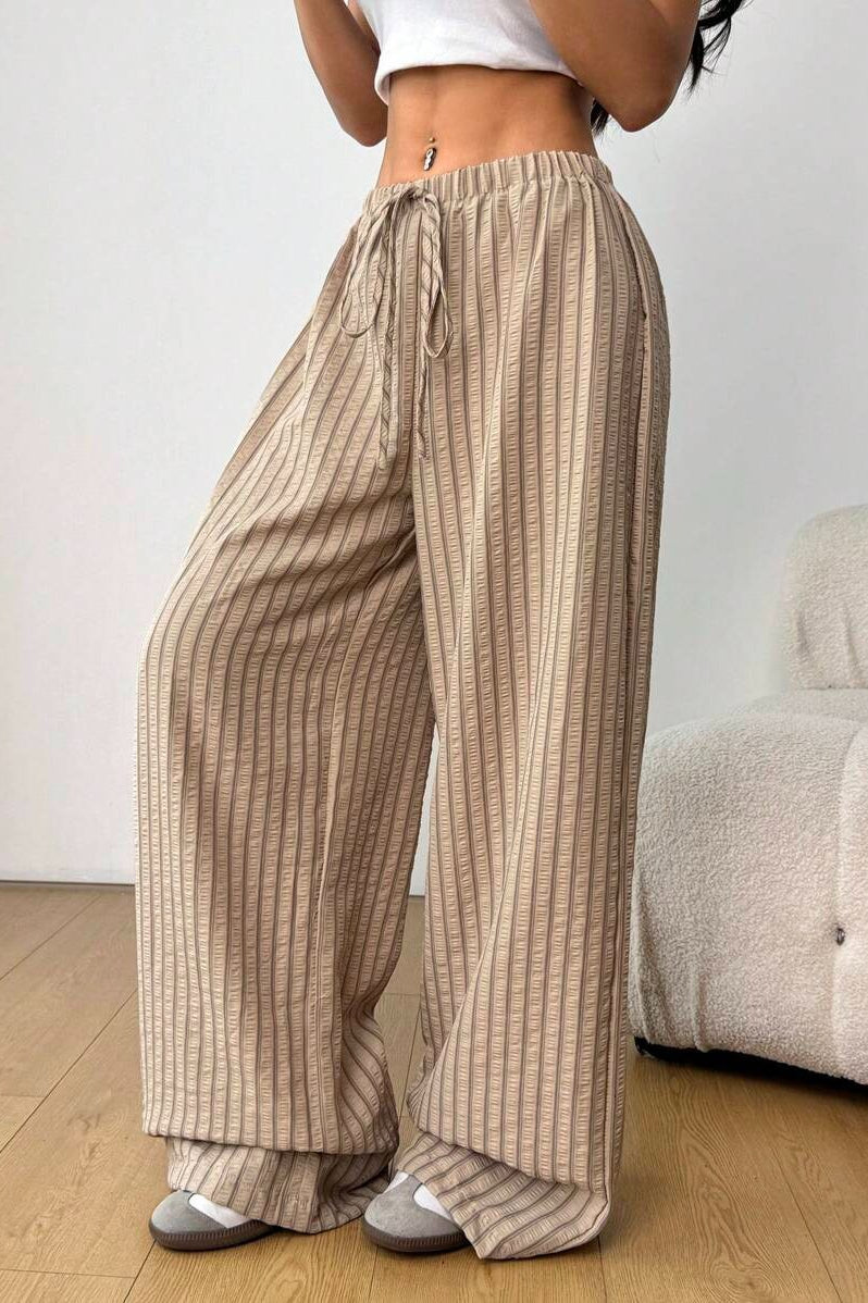Color Block Pleated Pants With Pockets