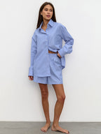 Striped Cotton Casual Set Blouse