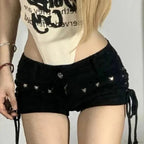 Dark Elevated Waist Denim Short