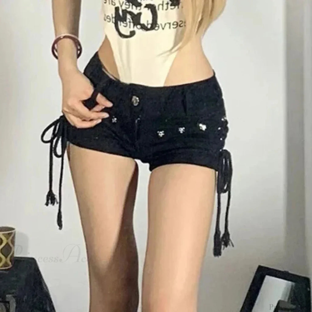 Dark Elevated Waist Denim Short
