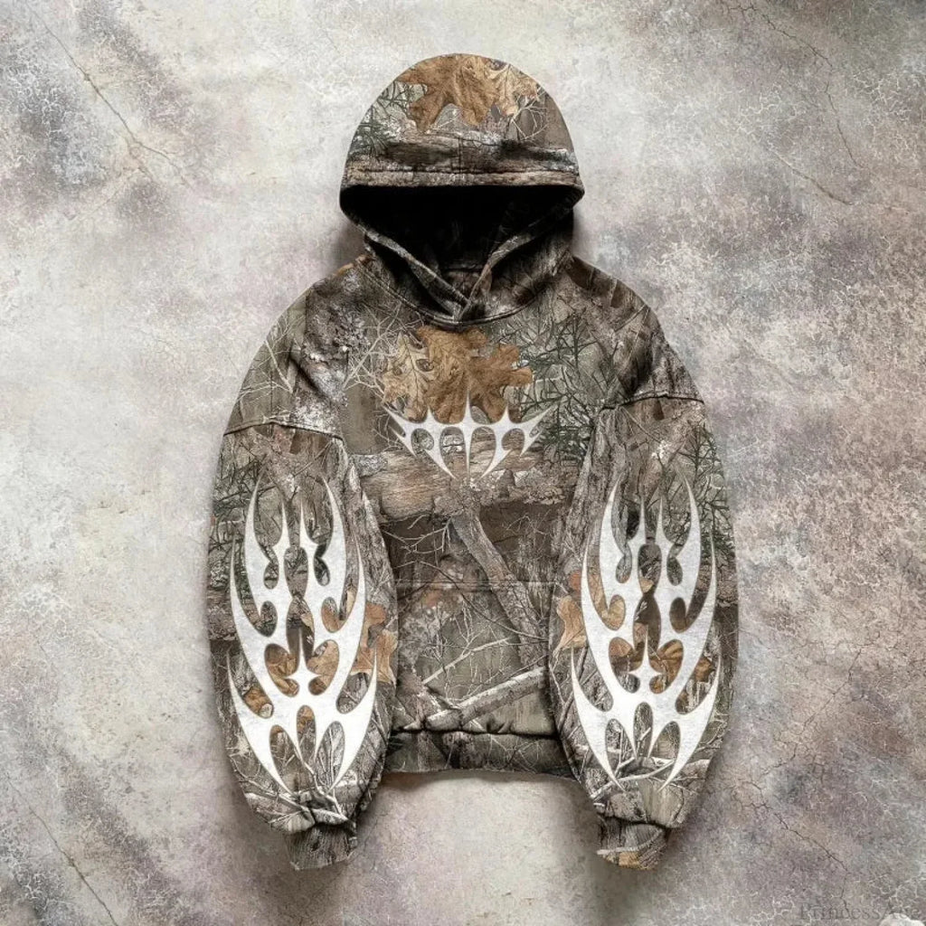 Dark Embroidered Large Hoodie