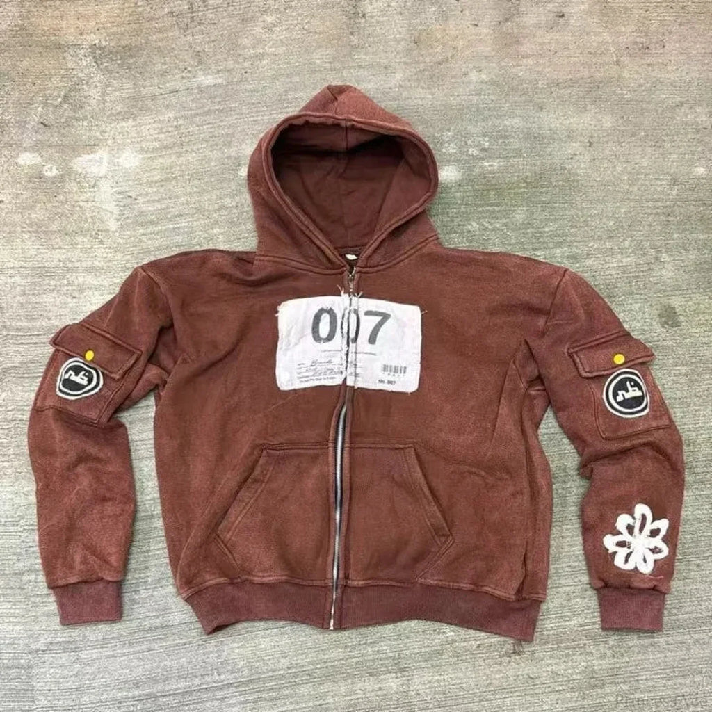Dark Embroidered Large Hoodie