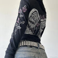 Dark Flower Wings Trim Fit Hoodie