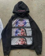 Dark Informal Print Oversized Hoodie