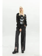 Dark Medieval 90S Style Denim Trouser