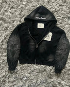 Dark Zipper Joined Vintage Hoodie