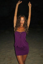 V Neck Wrap Tie Bodycon Mini Dress