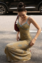 Floral Print Cami Chinese Style Maxi Dress