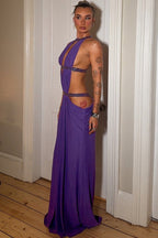 Elegant Cutout Rhinestone Backless Maxi Dress