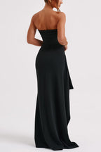 Strapless Slit Evening Party Dress