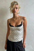 Lace Polka Dot Patchwork Slim Cami Top