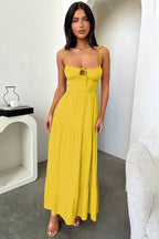Backless Cami A-Line Dress With Waist Tie Party