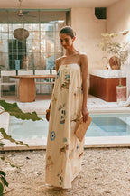 Spaghetti Strap Linen Vacation Maxi Dress