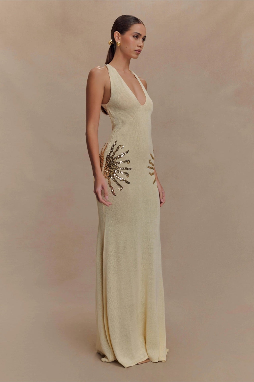 Elegant U Neck Solid Sweater Dress