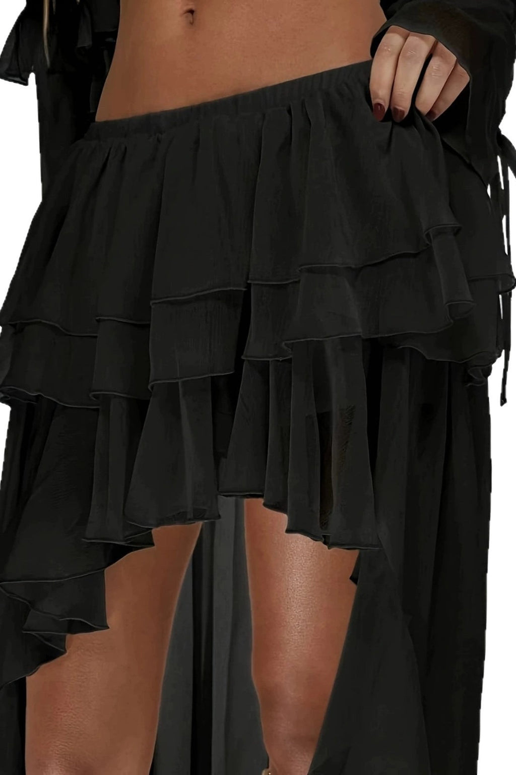 Waterfall Ruffle Layered Maxi Skirt