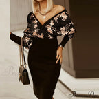 Deep - Party V-Neck Plaid Gown Long Hip Streetwear Arm Spring Casual Autumn Striped Vestidos