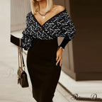 Deep - Party V-Neck Plaid Gown Long Hip Streetwear Arm Spring Casual Autumn Striped Vestidos