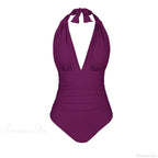 Deep V-Neck Halter Backless One Piece Set