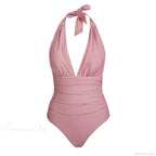 Deep V-Neck Halter Backless One Piece Set