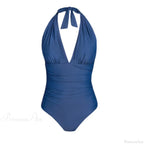 Deep V-Neck Halter Backless One Piece Set