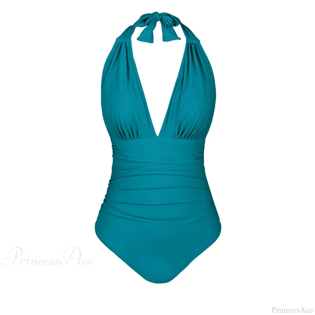 Deep V-Neck Halter Backless One Piece Set