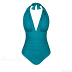 Deep V-Neck Halter Backless One Piece Set