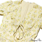 Deep V Short Sleeve Mini Lined Ball Gown Club Party Outfit Summer Floral Dress